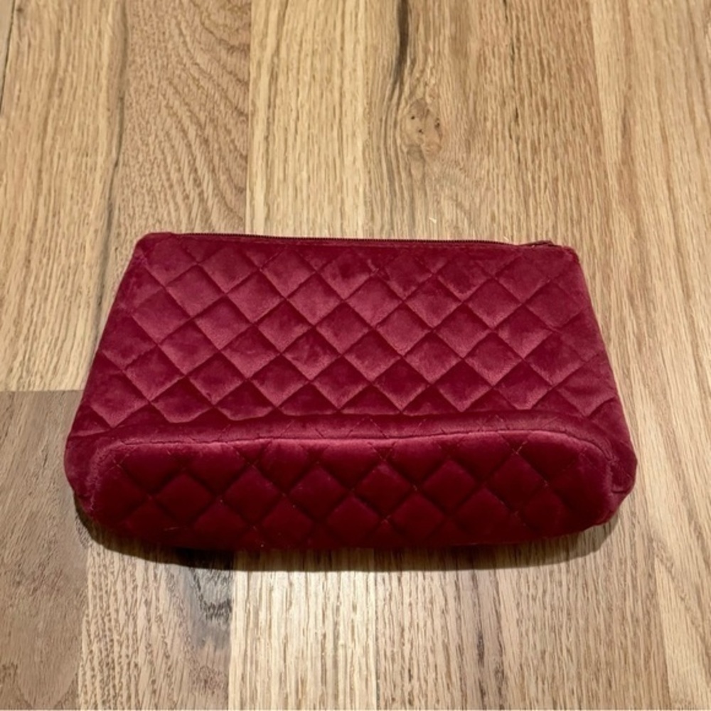 Vera‎ Bradley Velvet Velour Burgundy Wine Quilted Makeup Bag Organizer - Picture 6 of 6